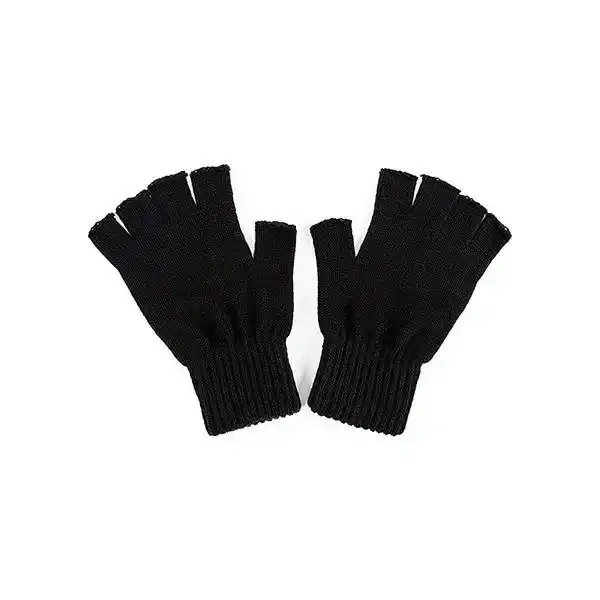 Kadın Kısa Parmaksız Triko Eldiven - Siyah