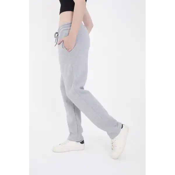 Kadın Lastikli Baskılı Eşofman Pantolon - Gri