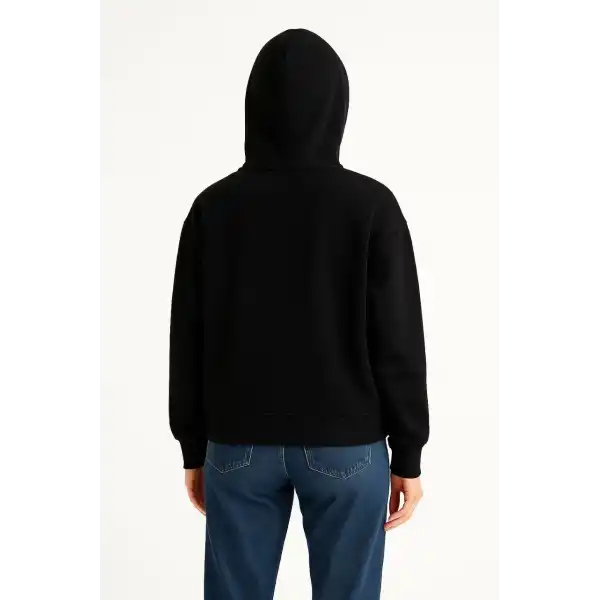 Kadın Samuray Ninja Çift Kapüşonlu Maske Detaylı 3 İplik Hoodie - Siyah