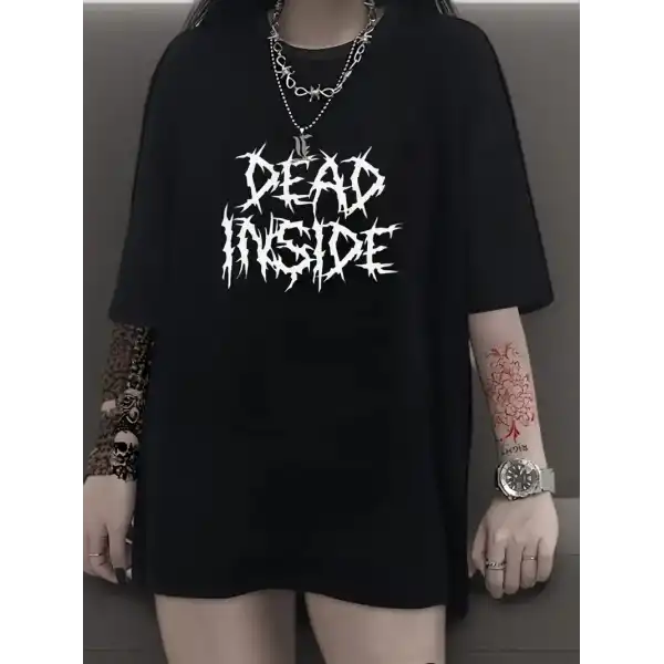 Kadın T-shirt Bisiklet Yaka Oversize Kısa Kollu Tişört - Siyah
