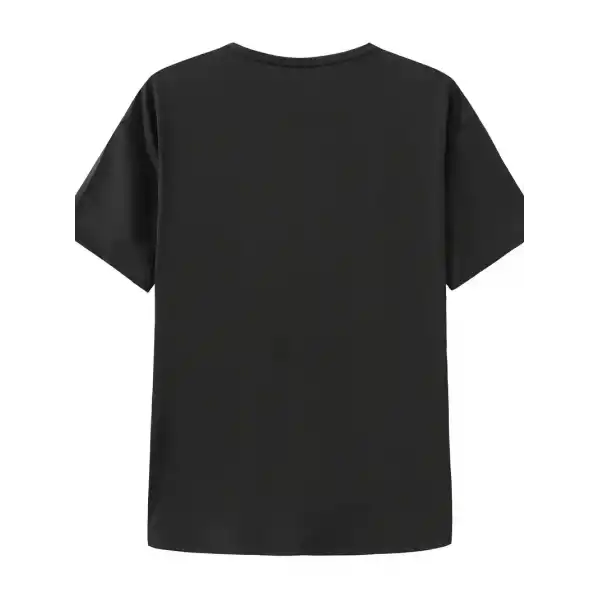 Kadın T-shirt Bisiklet Yaka Oversize Kısa Kollu Tişört - Siyah