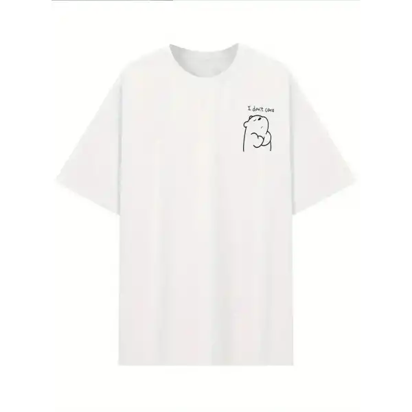 Kadın T-Shirt Kısa Kollu, Umrumda Değil Baskılı tişört - Beyaz