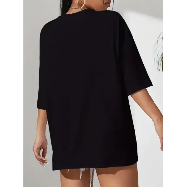 Kadın T-shirt Penye Compack Classical Baskılı Kısa kol Tişört - Siyah