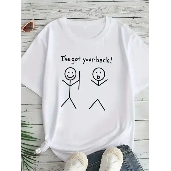 Kadın T-Sirt  Ive Got Your Back Baskılı Kısa kol Tişört - Beyaz