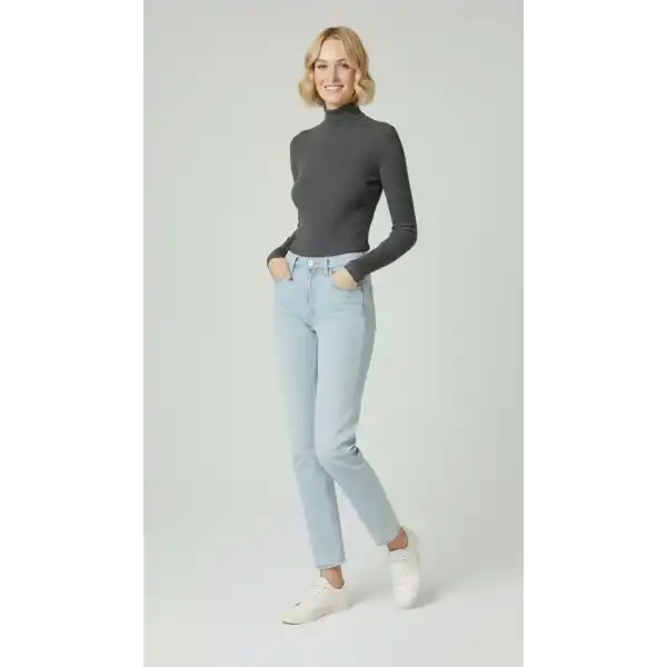 Kadın Tam Boğazlı Fitilli Likrali Kaşkorse Slimfit Badi  - Antrasit