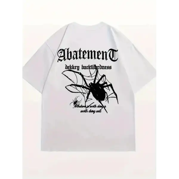 Kadın Tişört Örümcek Baskılı Bisiklet Yaka T-shirt - Beyaz