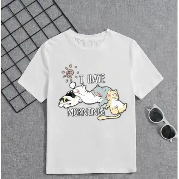 Kız Çocuk Bisiklet Yaka Baskılı T-Shirt - Beyaz