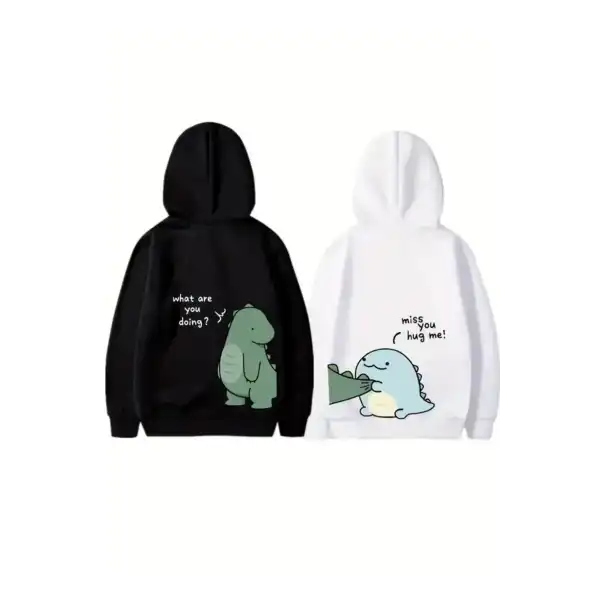Sevgililer Günü Baskılı Oversize Kapüşonlu Sweatshirt Hoodie - Siyah