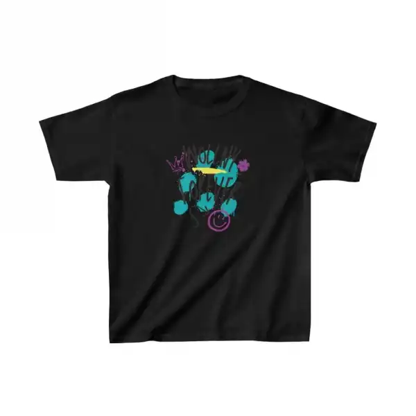 Unisex Çocuk Baskılı T-Shirt - Siyah