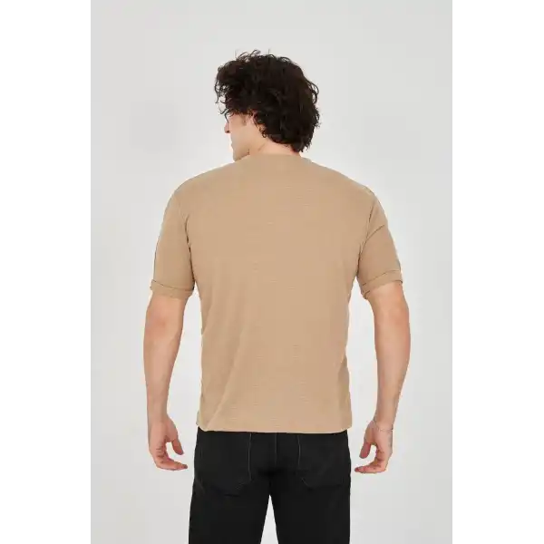 Unisex Jakar Kumaş Slim Fit T-Shirt - Kahverengi