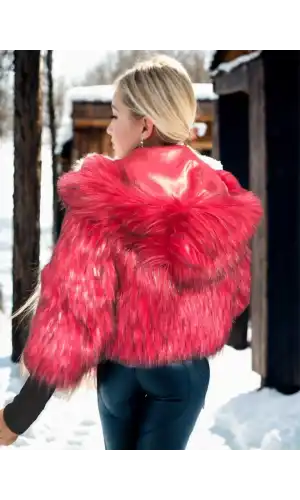 Kadın Uzun Kollu Kürk - Bordo