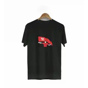 1 Mayıs Emekçilerimiz İçin Özel Tasarım Bayraklı Emekçi Baskılı T-shirt - Siyah