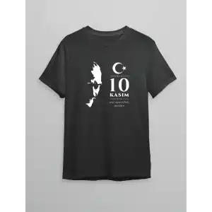 10 Kasım Atatürk Baskılı T-shirt - Siyah
