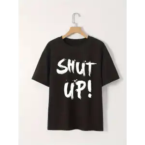 20/1 Penye Compack Baskılı Oversize Bisiklet Yaka m Kısa Kol Yazlık T-shirt - Siyah