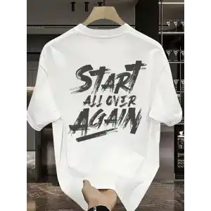 20/1 Penye Compack Start All Over Baskılı Oversize Bisiklet Yaka Kısa Kol Yazlık T-shirt - Beyaz