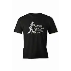 24 Kasım Öğretmenler Baskılı T-shirt - Siyah