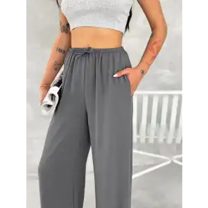 Ayrobin Oversize Kadın Pantalon - Füme