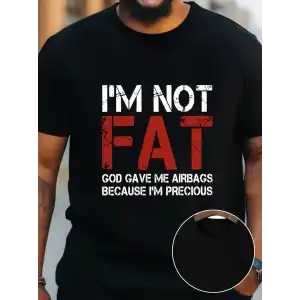 Ben Şişman Değilim Tanrı Bana Hava Yastığı Verdi Çünkü Ben Değerliyim Tişörtü - Siyah