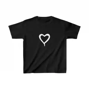 Çocuk Kız Baskılı T-Shirt - Siyah