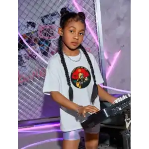 Çocuk Unisex Baskılı T-Shirt - Beyaz