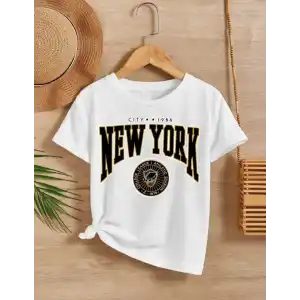 Çocuk Unisex Baskılı T-Shirt - Beyaz
