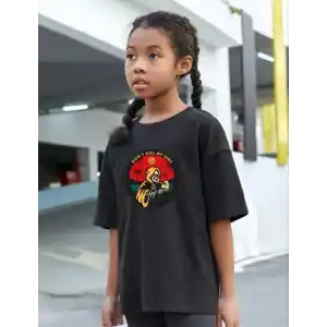 Çocuk Unisex Baskılı T-Shirt - Siyah