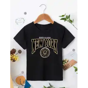 Çocuk Unisex Baskılı T-Shirt - Siyah