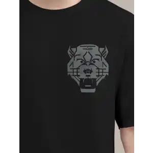 Erkek Baskılı Oversize T-shirt - Siyah