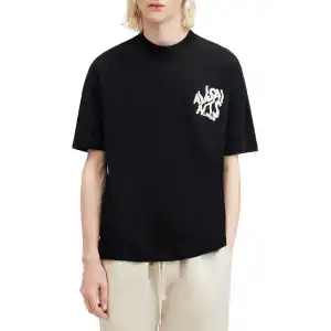 Erkek Baskılı Oversize T-shirt - Siyah