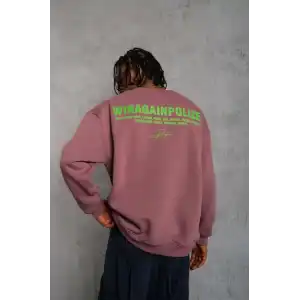 Erkek Baskılı Sweat - Gül Kurusu