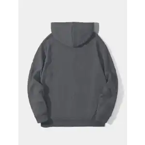 Erkek Düz Kapüşonlu Sweat - Füme