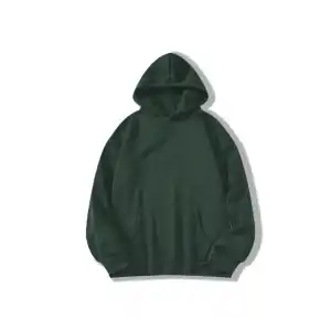 Erkek Düz Kapüşonlu Sweat - Koyu Yeşil