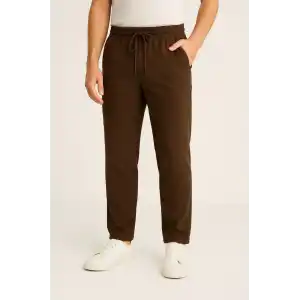 Erkek Keten Pantolon – Cepli, Beli Lastikli ve Bağcıklı, Nefes Alan Rahat Kalıp, Yazlık ve Baharlık Günlük Giyim, Şık & Konforlu Boru Paça Model - Kahverengi