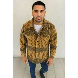 Erkek Polar Fermuarlı Sweatshirt – Kapüşonsuz, Cepli, Yumuşak Dokulu, Oversize Rahat Kalıp, Kışlık Sıcak Tutan Fermuarlı Üst - Sarı