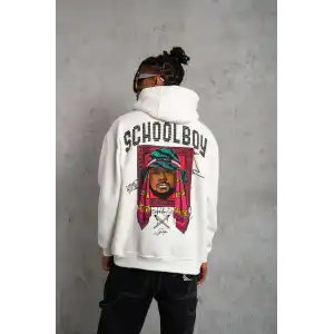 Erkek SCHOOL BOY Baskılı Kapüşonlu Sweat - Beyaz