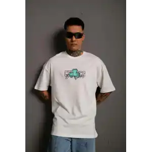 Erkek Sırt Baskılı T-shirt - Beyaz