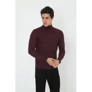 Erkek Tam Boğazlı Fitilli Likrali Koşkorse Badi - Bordo