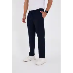 Erkek Üç İplik Basic Eşofman Boru Paça İpli Pantolon - Lacivert