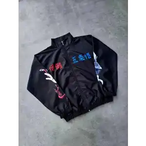 Fermuarlı Dijital Baskılı Rüzgarlık - Siyah