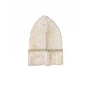 Kadın Dokuma Simli Triko Bere - Beyaz