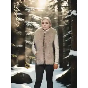 Kadın Kolsuz Fermuarlı Yelek - Kahve