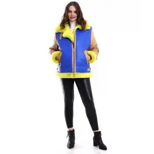 Kadın Koyun Derisi Pilot Hakiki Kürk - Sarı