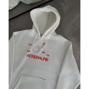 Kışlık Uzun Kol Kapüşonlu SweatShirt - Beyaz