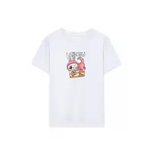 Kız Labubu Çocuk Baskılı T-Shirt - Beyaz