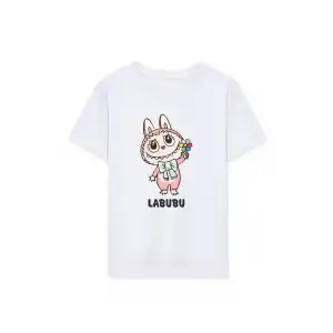 Kız Labubu Çocuk Baskılı T-Shirt - Beyaz