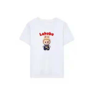Kız Labubu Çocuk Baskılı T-Shirt - Beyaz