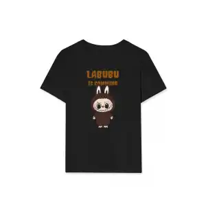 Kız Labubu Çocuk Baskılı T-Shirt - Siyah