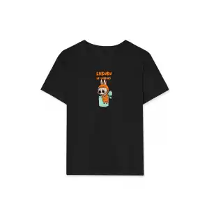 Kız Labubu Çocuk Baskılı T-Shirt - Siyah