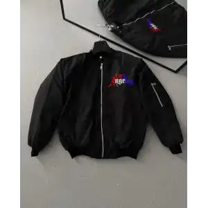 Los Angeles Siyah Bomber Mont – Fermuarlı, Cepli, Kapitone Astarlı, Bahar ve Kış Günlük Kullanım İçin Unisex Ceket- Siyah