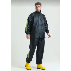 Motorcu Kurye Su Geçirmez Yağmurluk Takım - Siyah